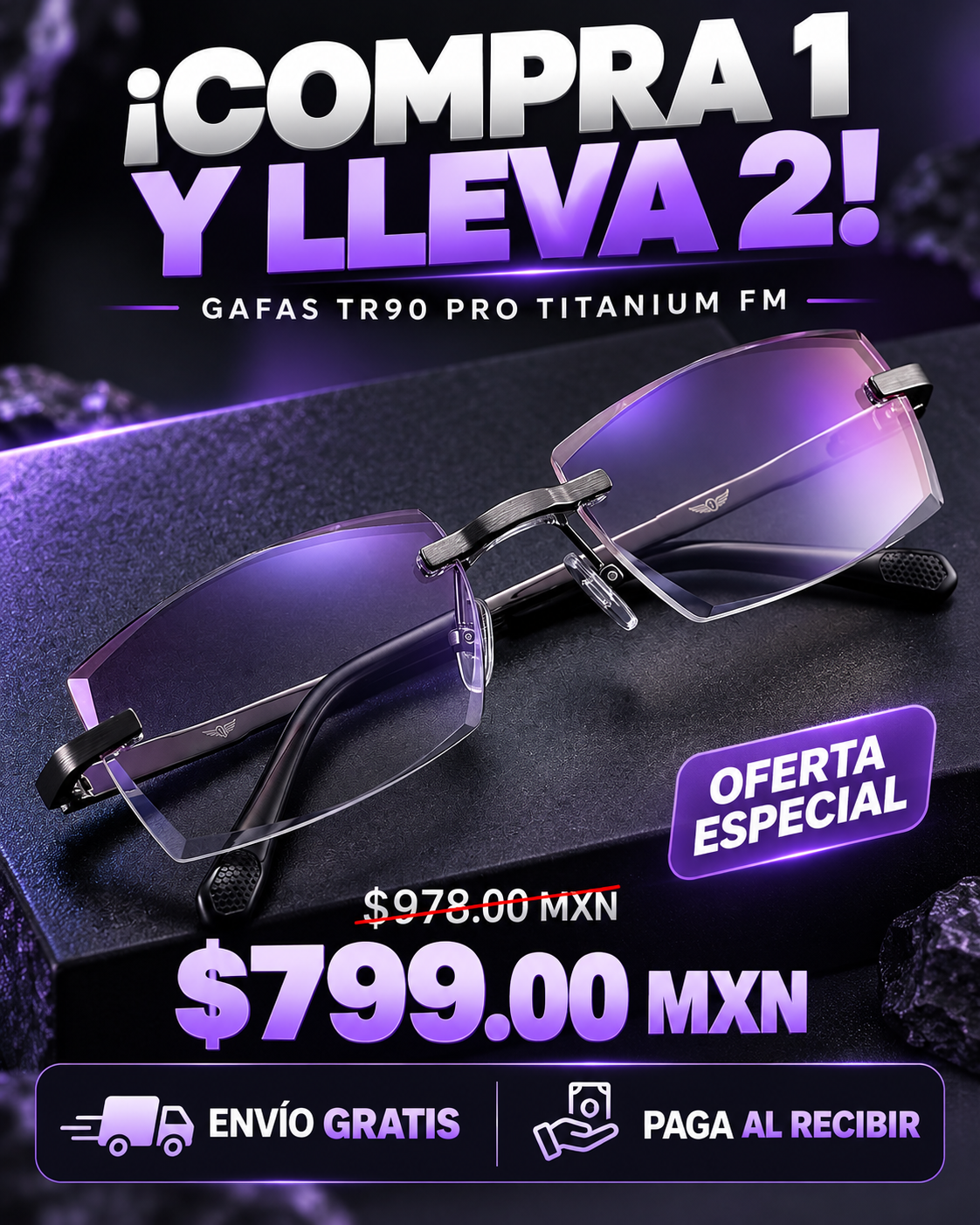 Gafas TR90 Pro Titanium FM! COMPRA 1 Y LLEVE 2 + Solo pagas cuando recibes el producto 🚚 Envío gratis.